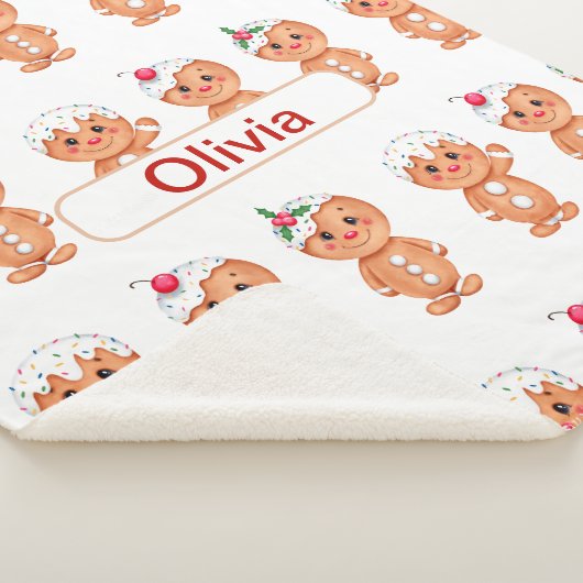 Couverture Sherpa Pain d'épice personnalisé Cookie Noël Noël Noël No (3/4)