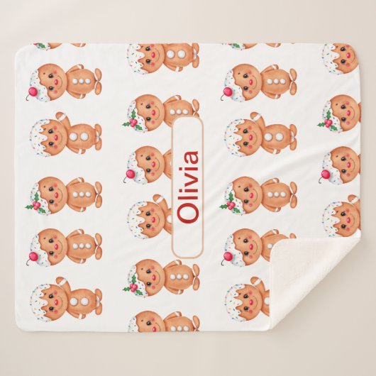 Couverture Sherpa Pain d'épice personnalisé Cookie Noël Noël Noël No (Devant (Horizontal))