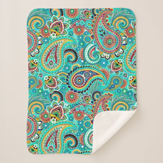 Couverture Sherpa Paisley Abstraite couleur florale (Devant)