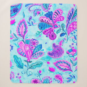 Couverture Sherpa Paisley aquarelle motif floral tuile : fleurs, f