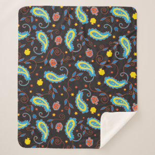 Couverture Sherpa Paisley Dreidels Sherpa Hanoukka Blanche/Moyen