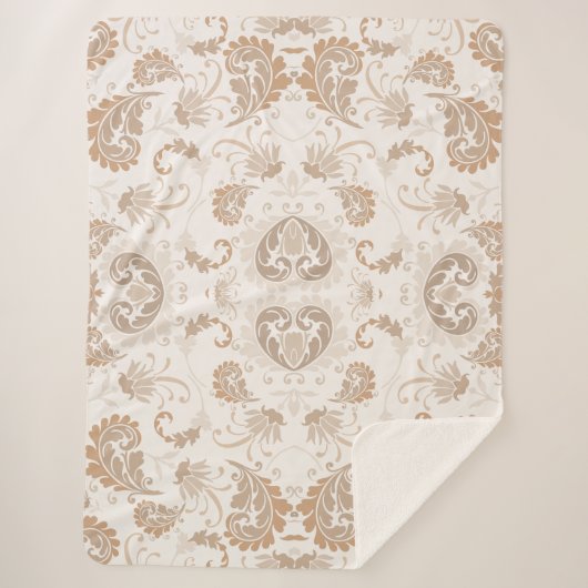 Couverture Sherpa Paisley en beige esthétique moderne Tan Brown (Devant)