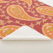 Couverture Sherpa Paisley motif. Concombre turc. Maroon-orange c (3/4)