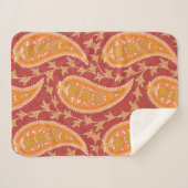 Couverture Sherpa Paisley motif. Concombre turc. Maroon-orange c (Devant (Horizontal))