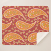 Couverture Sherpa Paisley motif. Concombre turc. Maroon-orange c (Devant (Horizontal))