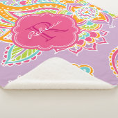 Couverture Sherpa Paisley rose et Lilac Boho Monogramme (3/4)
