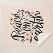 Couverture Sherpa Paix sur Terre Design Floral (Devant (Horizontal))