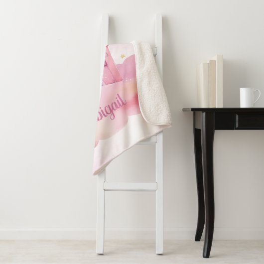 Couverture Sherpa Palais des filles sur l'aquarelle Cloud rose (En situation)