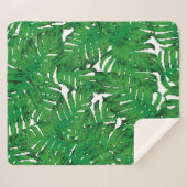 Couverture Sherpa Palm Monstera Seamless Pattern. White Green Tropic (Devant (Horizontal))
