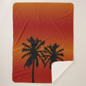 Couverture Sherpa Palm Tree Silhouette Orange Sunset (Devant)
