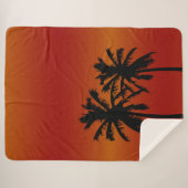 Couverture Sherpa Palm Tree Silhouette Orange Sunset (Devant (Horizontal))