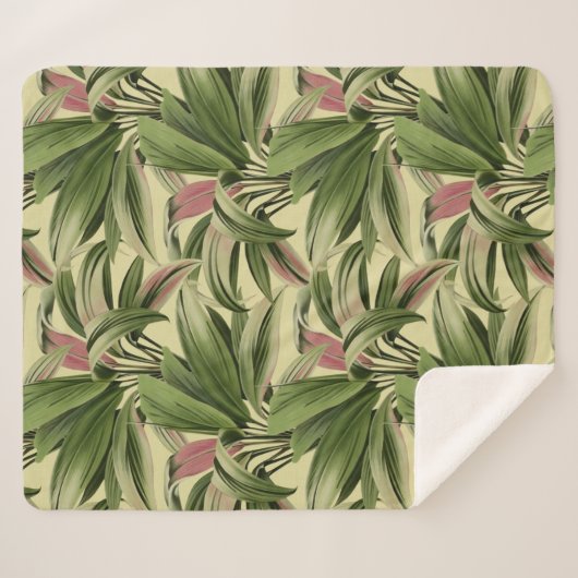 Couverture Sherpa Palme Tropical De Crème (Devant (Horizontal))