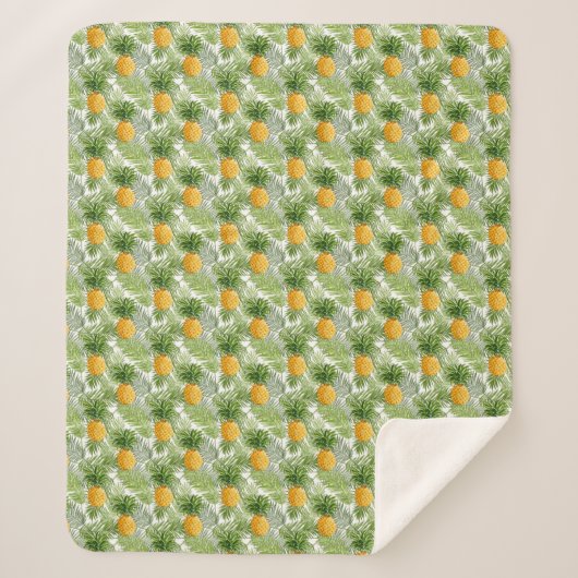 Couverture Sherpa Palmettes et ananas tropicaux (Devant)