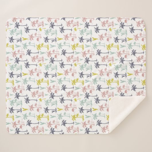 Couverture Sherpa Palmier en pastel par le motif de plage (Devant (Horizontal))