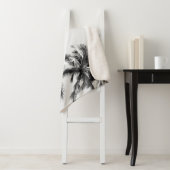 Couverture Sherpa Palmier Feuille Noir Blanc (En situation)