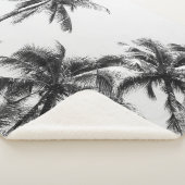 Couverture Sherpa Palmier Feuille Noir Blanc (3/4)