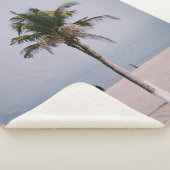 Couverture Sherpa Palmier vert en bord de mer (3/4)