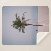 Couverture Sherpa Palmier vert en bord de mer (Devant (Horizontal))