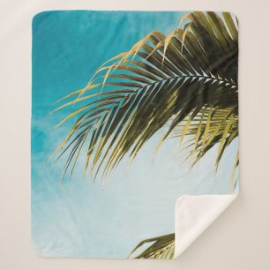 Couverture Sherpa Palmier vert sous ciel bleu