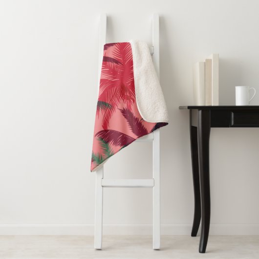 Couverture Sherpa Palmiers sans couture motif (En situation)