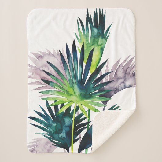 Couverture Sherpa Palmiers Twilight - Franges de palmiers (Devant)