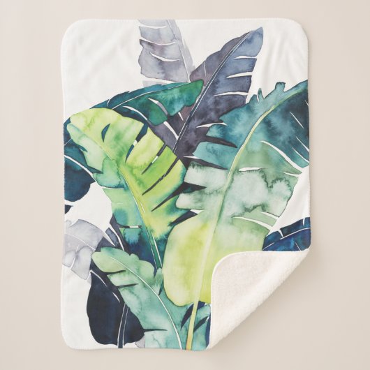 Couverture Sherpa Palmiers Twilight - Palmiers Feuilles (Devant)