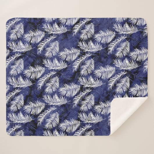Couverture Sherpa Palms d'Indigo (Devant (Horizontal))