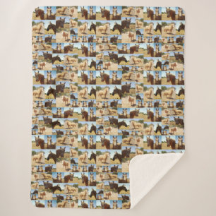 Couverture Sherpa Palomino Horses Collarge,