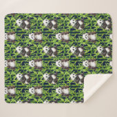 Couverture Sherpa Panda avec le motif en bambou d'aquarelle (Devant (Horizontal))