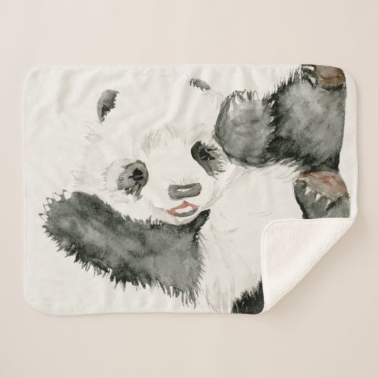 Couverture Sherpa Panda bébé | Cute & Furry (Devant (Horizontal))