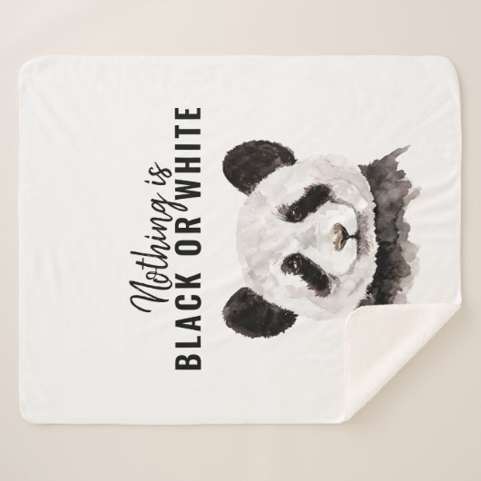 Couverture Sherpa Panda Funky Moderne Noir Et Blanc Avec Citation (Devant (Horizontal))