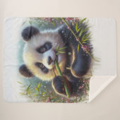 Couverture Sherpa Panda roux adorable mangeant du bambou (Devant (Horizontal))
