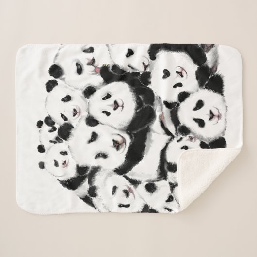 Couverture Sherpa Pandas Family Sherpa Blanket (Devant (Horizontal))