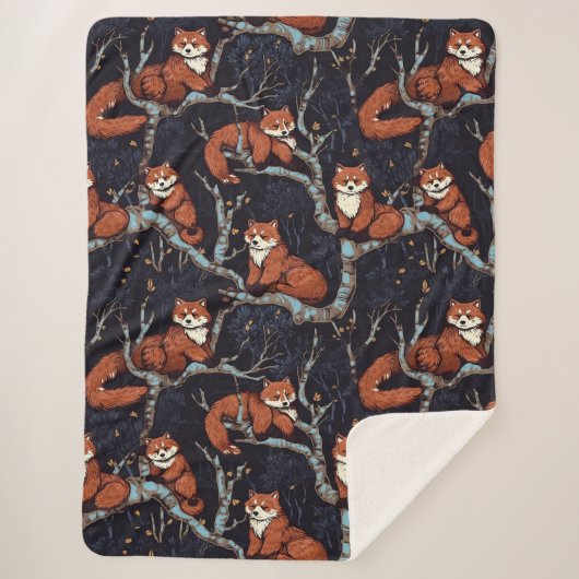 Couverture Sherpa Pandas rouges dans les arbres (Devant)