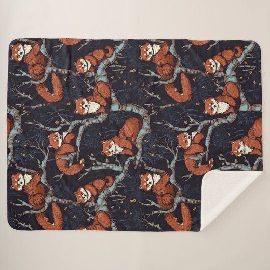 Couverture Sherpa Pandas rouges dans les arbres (Devant (Horizontal))