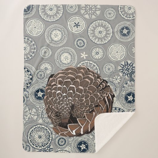 Couverture Sherpa pangolin mandala pewter (Devant)