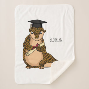 Couverture Sherpa Pangolin mignon diplômé dessin animé