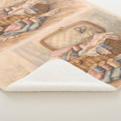 Couverture Sherpa Panier à couture vintage Cottagecore Pastel (3/4)