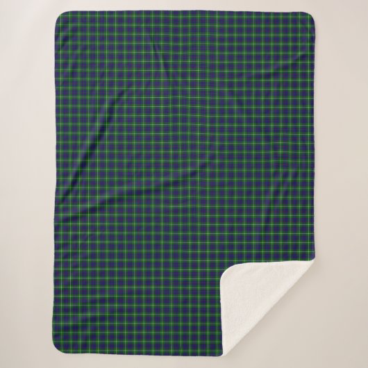 Couverture Sherpa Panier bleu vert tartan MacIntyre (Devant)