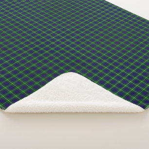 Couverture Sherpa Panier bleu vert tartan MacIntyre