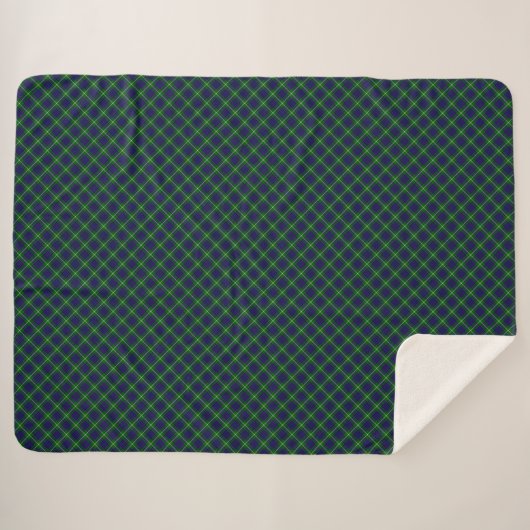 Couverture Sherpa Panier bleu vert tartan MacIntyre (Devant (Horizontal))