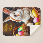 Couverture Sherpa Panier et oeufs de lapin de Pâques (Devant (Horizontal))