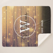 Couverture Sherpa Panneaux en bois rustique Monogramme (Devant (Horizontal))