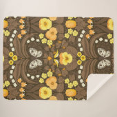 Couverture Sherpa Pansies jaunes, oiseaux et papillons (Devant (Horizontal))