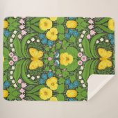 Couverture Sherpa Pansies jaunes, oiseaux et papillons (Devant (Horizontal))