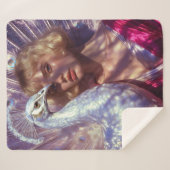 Couverture Sherpa Paon blanc et beauté dans une élégance rose (Devant (Horizontal))