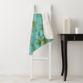 Couverture Sherpa Paon & Feuilles Tropicales (En situation)