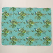 Couverture Sherpa Paon & Feuilles Tropicales (Devant (Horizontal))