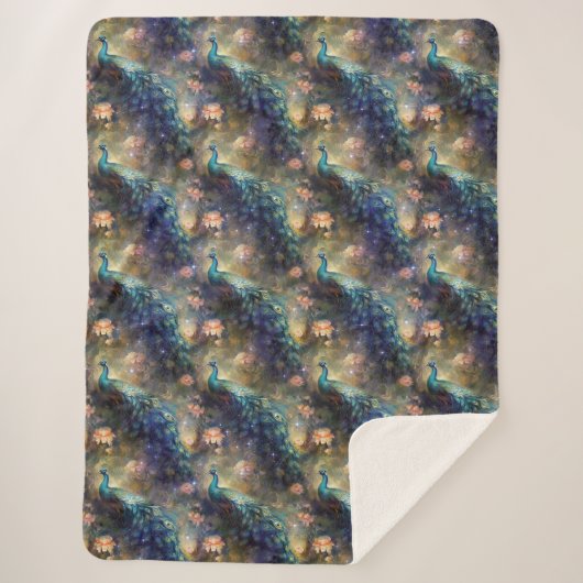 Couverture Sherpa Paon Floral (Devant)