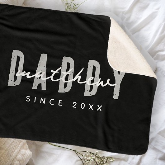 Couverture Sherpa Papa Depuis 20XX Moderne Élégant Simple